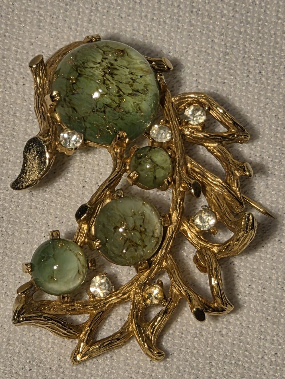 Vintage Marcel Boucher 6097 Signed Undersea Brooch Green Foil Art Glass